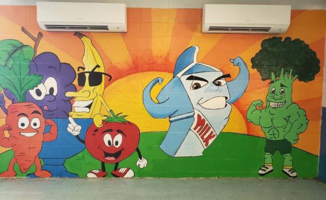 Rosenwald Elementary Students Encouraged to Make Healthy Food Choices by Fun, New Cafeteria Wall Mural